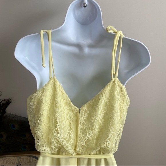 Vintage Semi formal light yellow spaghetti strap dress - Picture 4 of 6